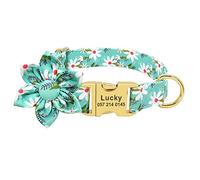 LYVQZPWLRDog Harness No Pull, Pet collar Floral Dog Collar Nylon Flower Printed Pet Dog Collars Personalized Pet Collars(153 green,L)