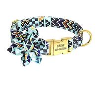 LYVQZPWLRDog Harness No Pull, Pet Leads Leashes Bohemia Custom Dog Collar Leash Nylon Floral Printed Pet Dog Collar Lead Personalized Puppy Collar(Grün,S)