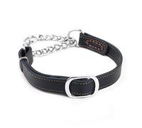 LYVQZPWLRDog Harness No Pull, Pet Leads Leashes Dog Collar Stainless Steel Chain Dog Harness Leather Adjustable Pet Dog(Red,S)