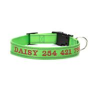 LYVQZPWLRDog Harness No Pull, Pet Leads Leashes Personalized Dog Collar Nylon Reflective Collar embroidery name phone number Custom Collars Engraved(Grass green,L)