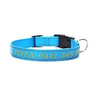 LYVQZPWLRDog Harness No Pull, Pet Leads Leashes Personalized Dog Collar Nylon Reflective Collar embroidery name phone number Custom Collars Engraved(Blu,S)