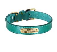 LYVQZPWLRDog Harness No Pull, Pet Leads Leashes Personalized Leather Dog Collar Leather Gold Buckle Pet ID Collar(Blu,XS)