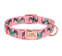 LYVQZPWLRDog Harness No Pull, running lead rope Fashion Dog Collar Nylon Print Per Collars(132 Pink,40 to 57 cm)