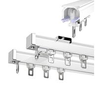 LYVQZPWLRDouble Curtain Rail Track, Curtain Double Tracks,Ceiling or Wall Mounting Heavy-Duty Curtain Rods(White/Wall Mount,2.2M)