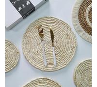 LYVQZPWLRRound Placemats Set, placemats, 11-30cm Round Woven Placemats(Corn Husk,24cm)