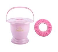 LYVQZPWLRUnisex Chamber Pot, Chamber Pot Bedpan Urinal with Toilet Seat, Urine Pots Bucket with Lid Handle Portable Potty for Women Men Elderly(Roze,22.5cm)