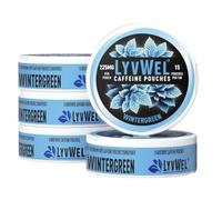 LyvWel 225mg Caffeine Energy Pouches - Wintergreen 5-Pack (75 Pouches) - Cool, Clean Focus - Ultra Strength Caffeine with Guarana for Lasting Energy