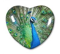 Lywallca Peacock Fridge Magnet Refrigerator Stickers Collection Decorative Magnet Travel Souvenir Heart-Shaped Crystal Glass 5.1cmx4.5cmx1.1cm