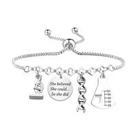 Lywjyb Birdgot Biology Charm Bracelet Lab Tech Gift Microscope Charms Merch Future Chemist Gift, S, Stainless Steel, no gemstone