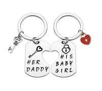 Lywjyb Birdgot Father Daddy Baby Girl BDSM Gift DDLG Gift Daddydom Gift Baby Girl Gift Couples Keychain Set, Silver, 1.57*0.98inch, Daddy and Baby Ky Set
