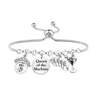 Lywjyb Birdgot Queen of the Machine Bracelet Jackpot Party Gift Slot Machine Merch Gift for Gambling Lover, S, Stainless Steel, no gemstone