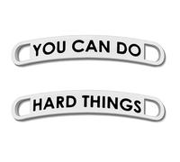 Lywjyb Birdgot Running Shoelace Tags Fitness Running Gift Runner Charm Merch You Can Do Hard Things Shoe Tags, 0.98inch, Stainless Steel, No Gemstone