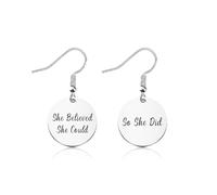 Lywjyb Birdgot She Believed She Could So She Did Earring Encouragement Merch Inspirational Gift, S, Stainless Steel, No Gemstone