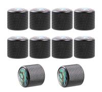 LYWS 10Pcs Guitar Bass Metal knob Volume Tone Control Knobs abalone dome Black