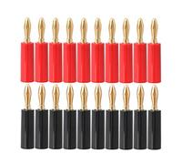 LYWS 20PCS 4MM Gold Plated Pure Copper Speaker Banana Plug Adapter Red/Black