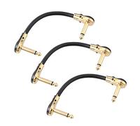LYWS 3pcs 1/4" Right Angle Plug For Guitar Bass Pedal Effect Cable 15cm Golden