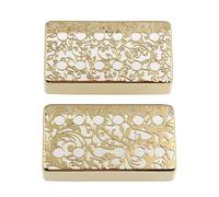 LYWSMSK 2PCS Brass Humbucker Guitar Pickup Cover 12 Hole 50mm / 52mm Pole Spacing Flower Pattern Gold