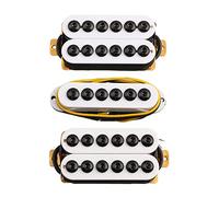 LYWSMSK 3PCS Invader Style Guitar Humbucker Pickup/Single Coil Pickup Set Neck & Middle & Bridge N/M/B (HSH,White)