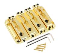 LYWSMSK 4 String Bass Bridge with Independant Adjustable Saddles String Through Body BB204(Gold)
