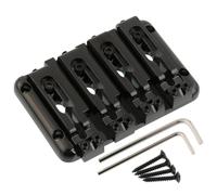 LYWSMSK 4 String Bass Bridge with Independent Adjustable Saddles String Through Body BB204 (Black)