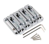 LYWSMSK 4 String Bass Bridge with Independent Adjustable Saddles String Through Body BB204 (Chrome)