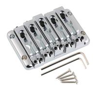 LYWSMSK 5 String Bass Bridge with Independent Adjustable Saddles String Through Body BB285 (Chrome)