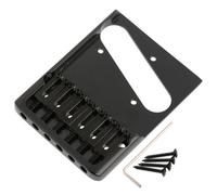 LYWSMSK 54mm (2-1/8 inch) 6-Saddle Guitar Bridge Brass Heavy Duty Asymmetric Telecaster Bridge for Tele Style Electric Guitar (Black) (Black)