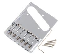 LYWSMSK 54mm (2-1/8 inch) 6-Saddle Guitar Bridge Brass Heavy Duty Asymmetric Telecaster Bridge for Tele Style Electric Guitar (Chrome)