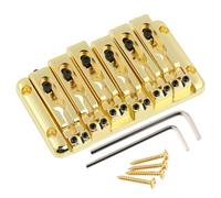 LYWSMSK 6 String Bass Bridge with Independant Adjustable Saddles String Through Body (Chrome)