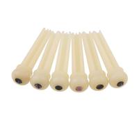 LYWSMSK 6pcs Unbleached Acoustic Guitar Bone Bridge Pins w/Pearl Shell Dot, Standard Size, 3° Taper