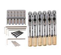 LYWSMSK Chrome 6 String Headless Guitar Bridge Tailpiece & Brass String Lock, Locking Nut