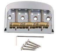 LYWSMSK Half Size Short Vintage Style Tele Guitar Bridge with Zinc Alloy Plate & Brass 3-Saddle for Tele Electric Guitar (Chrome)