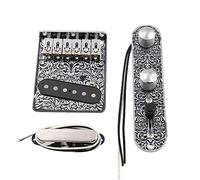 LYWSMSK Loaded Prewired Control Plate & Roller Saddle Bridge w/Neck & Bridge Alnico 5 Pickup for Tele Electric Guitar