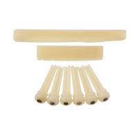 LYWSMSK Unbleached Acoustic Guitar Bone Nut & Saddle & 6pcs Bridge Pins W/Pearl Shell Dot set Compatible with YMH FG Acoustic Guitar