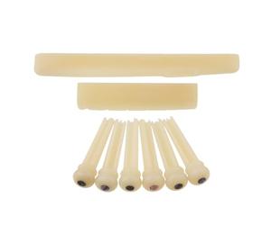 LYWSMSK Unbleached Acoustic Guitar Bone Nut & Saddle & 6pcs Bridge Pins W/Pearl Shell Dot set Compatible with YMH FG Acoustic Guitar