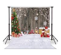 LYWYGG 12x10FT Christmas Photography Backdrop Winter Gift Wood Background Xmas Eve Holiday Party Backdrops Supplies Cake Table Banner Home Decoration Snowman Santa Backgrounds CP-376-1210