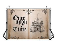 LYWYGG 7x5FT Book Castle Backdrop Fairy Tale Vintage Backdrop Birthday Backdrop Decorative Photo Backdrop Studio Photography Prop Backdrop Home Study Backdrop CP-438 Brown