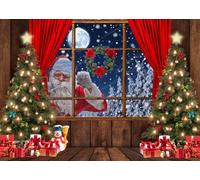 LYWYGG 7x5FT Christmas Picture - Santa Claus, Tree, Family Dinner Background CP-545