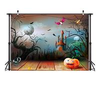 LYWYGG 7x5FT Halloween Backdrop Halloween Castle backdrop Bat Spider Pumpkin Backdrop Halloween Horror Night Backdrop For Halloween Party Decorations Studio Props CP-83
