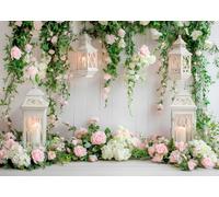LYWYGG 7x5FT Rose Theme Photography Background Spring Garden Backdrop Engagement Ceremony Baby Shower Birthday Party Decoration Banner CP-610