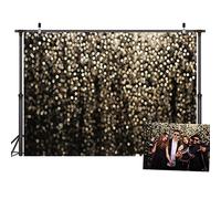 LYWYGG 7x5FT Sparkly Backdrop Gold and Black Bokeh Spots Photography Backdrop Abstract Background for Birthday Party Pictures Vintage Astract Glitter Dot Studio Props Photography Background CP-215