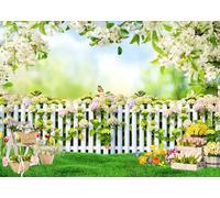 LYWYGG 7x5FT Spring Background Garden Photography Background Spring Blossoms Backdrop Birthday Party Background Wedding Baby Shower Banner Decoration CP-607
