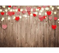 LYWYGG 7X5FT Valentines Backdrop Love Theme Backdrops for Photography Romantic Wooden Wall Valentine Backdrop for Photography Props CP-308
