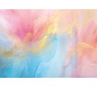 LYWYGG 7x5FT Watercolor Splashing Photography Background Color Gradient Cloud Backdrop Color Birthday Party Banner Newborn Baby Shower Birthday Party Decoration Banner CP-606