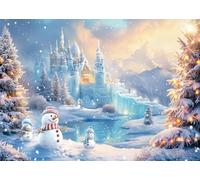 LYWYGG 7x5ft Winter Wonderland Backdrop Winter Snowflake Castle Photography Background Snowman Party Backdrop cp-717