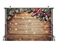 LYWYGG 8x6FT Christmas Wood Wall Photography Background - Brown Wooden Planks with Snowflake Design - Baby & Child Shower Backdrop