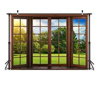LYWYGG 8x6FT Photography Backdrops Outdoor Landscape Backdrop Home Office Backdrop Home Decoration Indoor Scene Backgrounds Video Conference Backdrops Window Backdrop CP-309-0806 Multi-coloured