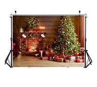 LYWYGG Christmas Fireplace Backdrop, 7x5ft Christmas Backdrop for Christmas Trees Dinner Party Decorations Family Party Decorations New Year's Eve CP-371