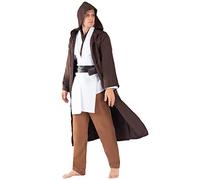 Lyxaof Adults Jedi Costume, Luke Skywalker Fancy Tunic Hooded Robe with Lightsaber Halloween Christmas Cosplay Outfit Party Gifts for Man Women