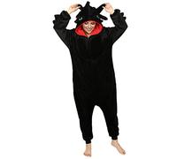 Lyxaof Adults Toothless Onesie, Cute Animal Dragon Zipper Hooded Costume Halloween Christmas Cosplay Fancy Jumpsuit Pajamas Outfit for Men Women Black